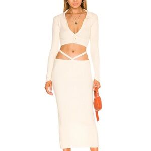 FOR LOVE & LEMONS MONA MIDI SKIRT IN IVORY